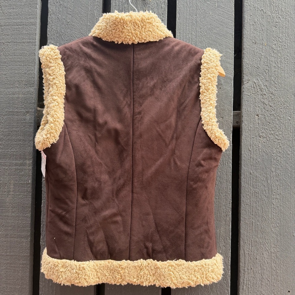 Kenneth Cole Reaction brown Suede sherpa lining Vest - Picture 4 of 5